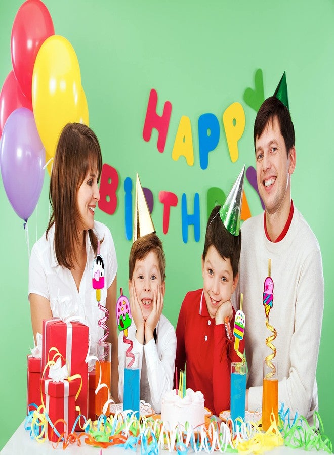 GREAWOD CrazyShapes 24 Reusable Colorful Ice Cream Straws for Parties, Includes Cleaning Brushes - Image 4